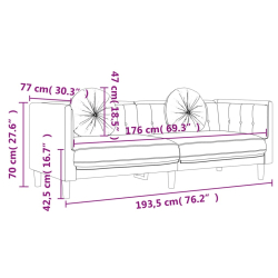 Sofa 3-osobowa z poduszkami, ciemnozielona, aksamit