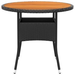 5-cz. zestaw mebli bistro, rattan PE i lite drewno, czarny