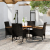 5-cz. zestaw mebli bistro, rattan PE i lite drewno, czarny