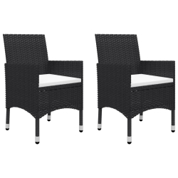 3-cz. zestaw mebli bistro, rattan PE i lite drewno, czarny