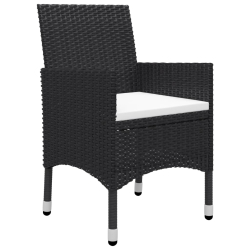 3-cz. zestaw mebli bistro, rattan PE i lite drewno, czarny