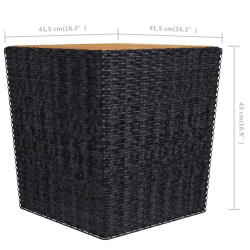 3-cz. zestaw mebli bistro, rattan PE i lite drewno, czarny