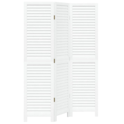 Parawan pokojowy, 3-panelowy, biały, lite drewno paulowni