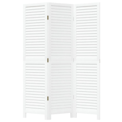 Parawan pokojowy, 3-panelowy, biały, lite drewno paulowni