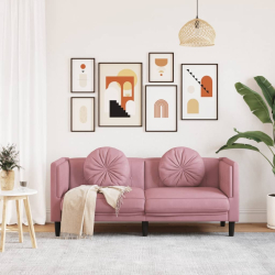 Sofa 2-osobowa z poduszkami, różowa, aksamit