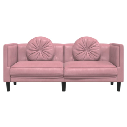 Sofa 2-osobowa z poduszkami, różowa, aksamit