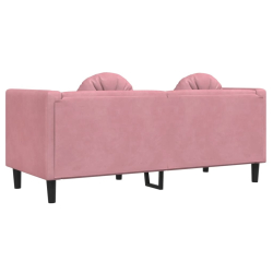 Sofa 2-osobowa z poduszkami, różowa, aksamit