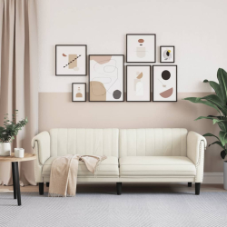Sofa 3-osobowa, kremowa, tapicerowana aksamitem