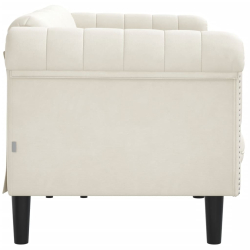 Sofa 3-osobowa, kremowa, tapicerowana aksamitem