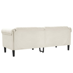 Sofa 3-osobowa, kremowa, tapicerowana aksamitem
