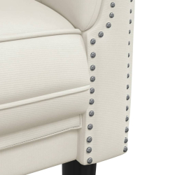 Sofa 3-osobowa, kremowa, tapicerowana aksamitem
