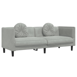 Sofa 3-osobowa z poduszkami, jasnoszara, aksamit