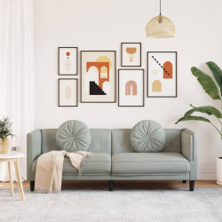Sofa 3-osobowa z poduszkami, jasnoszara, aksamit