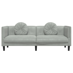 Sofa 3-osobowa z poduszkami, jasnoszara, aksamit