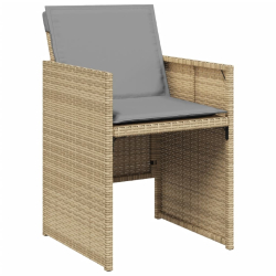 Krzesła ogrodowe z poduszkami, 4 szt., mieszany beż, polirattan