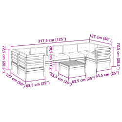 8-cz. zestaw wypoczynkowy do ogrodu, z poduszkami, daglezja