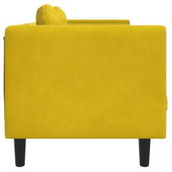 Sofa 3-osobowa z poduszkami, żółta, aksamit