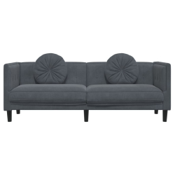 Sofa 3-osobowa z poduszkami, ciemnoszara, aksamit