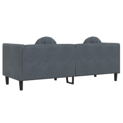 Sofa 3-osobowa z poduszkami, ciemnoszara, aksamit