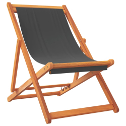 Składane krzesła plażowe, 2 szt., szare, obite tkaniną