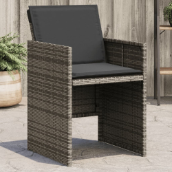 Krzesła ogrodowe z poduszkami, 4 szt., szare, polirattan