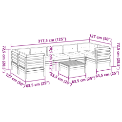 8-cz. zestaw wypoczynkowy do ogrodu, z poduszkami, impregnowany