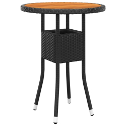 3-cz. zestaw mebli bistro, rattan PE i lite drewno, czarny
