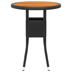 3-cz. zestaw mebli bistro, rattan PE i lite drewno, czarny
