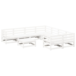 9-cz. zestaw wypoczynkowy do ogrodu, biały, lite drewno sosnowe