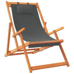 Składane krzesła plażowe, 2 szt., szare, obite tkaniną