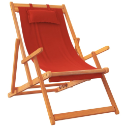 Składane krzesła plażowe, 2 szt., czerwone, obite tkaniną
