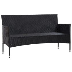 3-osobowa sofa ogrodowa z poduszkami, czarna, polirattan