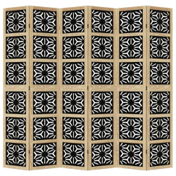 Parawan pokojowy, 6-panelowy, brązowo-czarny, lita paulownia