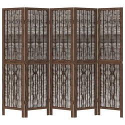 Parawan pokojowy, 5-panelowy, ciemny brąz, lite drewno paulowni