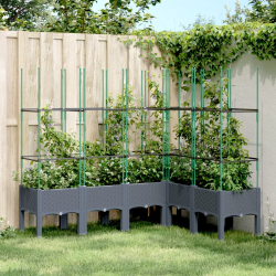 Donica ogrodowa z kratką, szara, 160x120x142,5 cm, PP