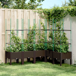 Donica ogrodowa z kratką, brązowa, 160x120x142,5 cm, PP