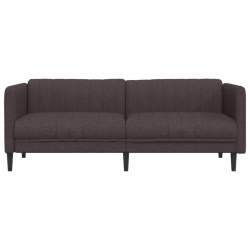 Sofa 3-osobowa, ciemnobrązowa, tapicerowana tkaniną
