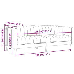 Sofa 3-osobowa, ciemnobrązowa, tapicerowana tkaniną