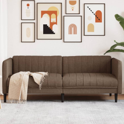Sofa 3-osobowa, brązowa, tapicerowana tkaniną