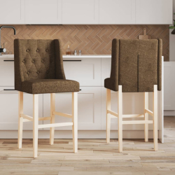 Krzesła barowe, 2 szt., lite drewno kauczukowe i tkanina