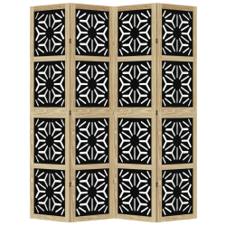 Parawan pokojowy, 4-panelowy, brązowo-czarny, lita paulownia