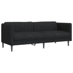 Sofa 3-osobowa, czarna, tapicerowana tkaniną