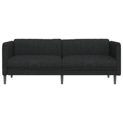 Sofa 3-osobowa, czarna, tapicerowana tkaniną