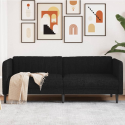 Sofa 3-osobowa, czarna, tapicerowana tkaniną