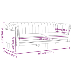 Sofa dwuosobowa, jasnoszara, aksamit