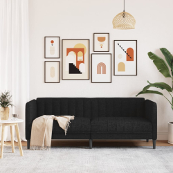 Sofa 2-osobowa, czarna, tapicerowana tkaniną