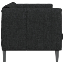 Sofa 2-osobowa, czarna, tapicerowana tkaniną
