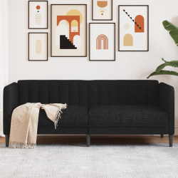Sofa 2-osobowa, czarna, tapicerowana tkaniną