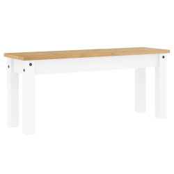 Ławka stołowa Panama, biała, 105x30x45 cm, lite drewno sosnowe