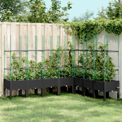 Donica ogrodowa z kratką, czarna, 200x160x142,5 cm, PP